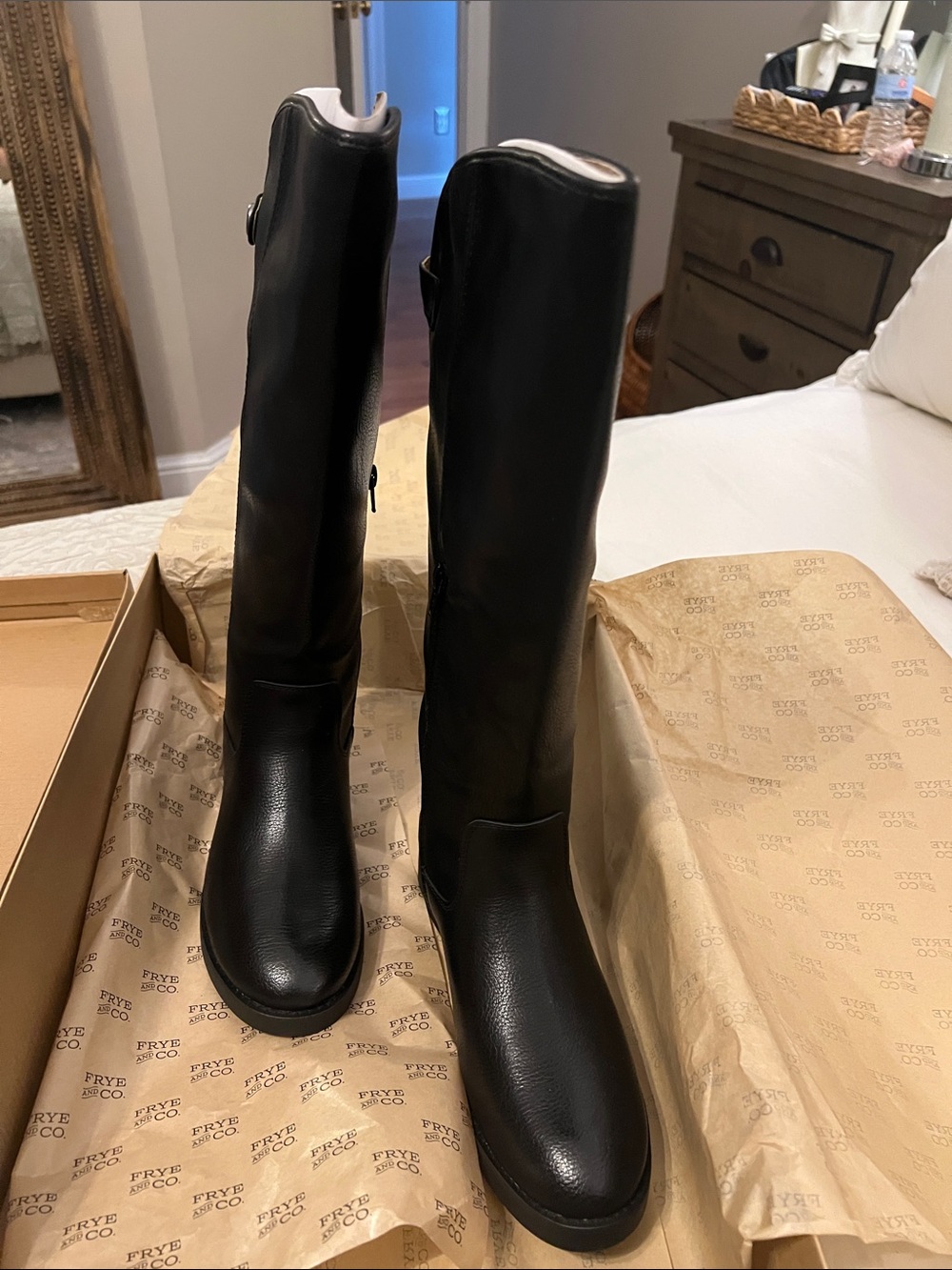 Frye Tall Black Leather Riding Boots